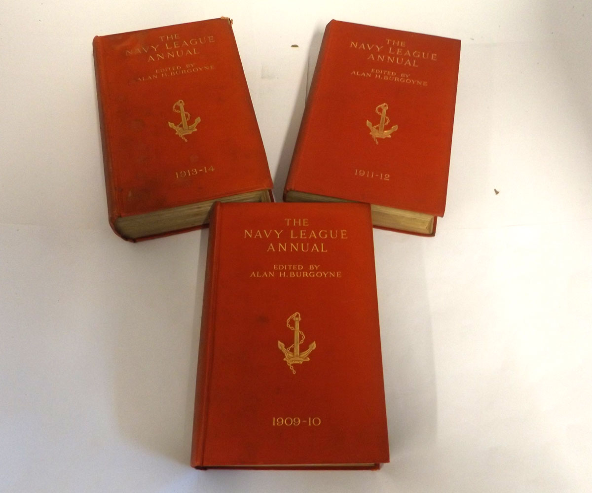 ALAN H BURGOYNE, (ed): THE NAVY LEAGUE ANNUAL, L, John Murray 1909-10, 1911-12, 1913-14, 3 vols,