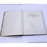 A MS album circa 1848 containing a student’s mathematics work, good quantity leaves, “MISS HILL,