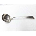 George II Soup Ladle, Old English pattern, base marked for London 1765, makers marks unclear, 12"