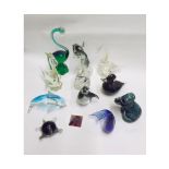 A collection of ten various Glass Paperweights in the form of various animals, further small