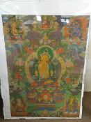 Two Modern Coloured Lithographs depicting Eastern Deities, 35" x 25"