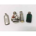 A mixed lot comprising a Victorian circular ceramic Scent Bottle with hand painted bird