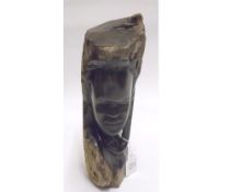 Zimbabwe carved Hardwood Head and Shoulders Bust of a tribal maiden (Ironwood), 13" high   30-40