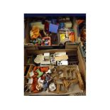 Two boxes containing a large quantity of mostly mid-20th Century doll's house furniture and