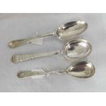 A Mixed Lot: three Continental white metal Serving Spoons, to include Danish example, total weight