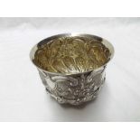 Late Victorian Silver Sugar Bowl of circular form, half wrythen fluted and embossed with foliate