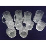 A collection of Whitefriars Clear Glass Drinking Glasses comprising four Pint Tankards and six