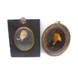 A Framed Oval Silhouette Print, head and shoulders of a gent in 19th Century costume, together