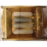 An early 20th Century Dowsing Frosted Glass Heating Lamp, fitted with four various tubes in a copper