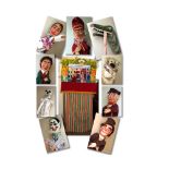 A traditional mid-20th Century Punch and Judy Booth of light wooden frame construction with