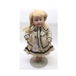 Armand Marseille DEP Bisque Socket Head Doll, with fixed brown glass eyes, painted brows and lips,