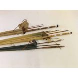 John Dickson, Edinburtgh 3-piece split can "The Service" salmon rod + Hardy 4-piece (inc spare