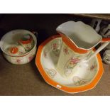 A late 19th/early 20th Century five piece China Wash Set, marked Sylvia to base, comprising:  Wash