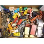 A box containing a small quantity of assorted die-cast vehicles of mixed make and manufacture