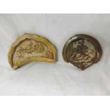 Two Oriental Pottery Fragments each embossed with dragons (chips and losses etc), 9" and 6" wide (2)