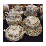 A good quantity Booths Flora Dora pattern Table Wares comprising: three Covered Vegetable Dishes,