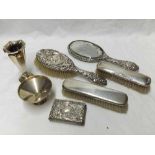 A group of assorted Silver and Silver mounted wares including small circular pedestal bon-bon