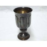 George V Goblet in 17th Century style, inverted bell cup to a knopped stem spreading circular