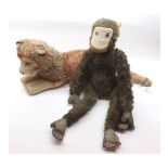 An early 20th Century mohair covered Farnell monkey in as found condition together with a vintage