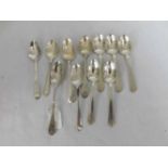 A Mixed Lot of eleven assorted Silver Teaspoons, 18th-20th Century, varying designs, various dates