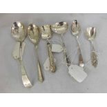 A Mixed Lot of six items of Silver Flatwares, to include a George III Silver Sauce Ladle