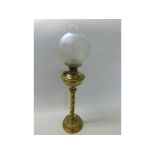 Large 19th Century oil lamp fitted with clear glass chimney, frosted glass shade and Brass body with