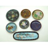 A small collection of Oriental Cloisonn/Enamel Pen Tray and various small Trinket Trays, various