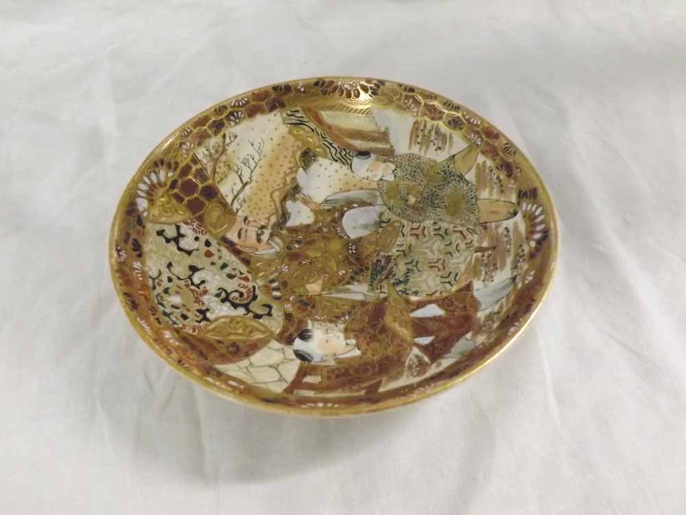 A 20th Century Satsuma Small Bowl, typically decorated with figures etc, 6 1/4" diameter