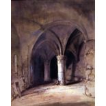 ATTRIBUTED TO RICHARD PARKES BONINGTON (1802-1828, BRITISH) Figure in Ruined Church Interior