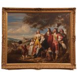 JOHN HOLLINS, RA (1798-1855, BRITISH) King Charles I and his Entourage on a Hilltop oil on canvas,