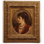 ANTON EBERT (1845-1896, GERMAN) Venetian Beauty oil on panel , signed lower left and inscribed