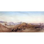 *CONRAD HECTOR RAFAELE CARELLI (1869-1956, BRITISH) A View of Cairo from the Desert watercolour,