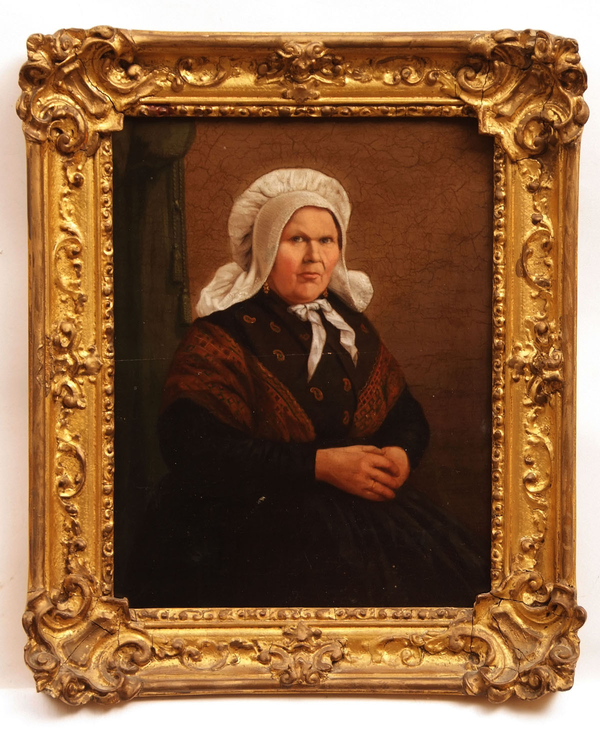 DUTCH SCHOOL (18TH CENTURY) Portrait of a Seated Lady Wearing a Mob Cap oil on panel 14 x 11 ins