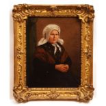 DUTCH SCHOOL (18TH CENTURY) Portrait of a Seated Lady Wearing a Mob Cap oil on panel 14 x 11 ins