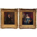 ENGLISH SCHOOL (19TH CENTURY) Portraits of Mr and Mrs Thomas Mason of Hull pair of oils on metal