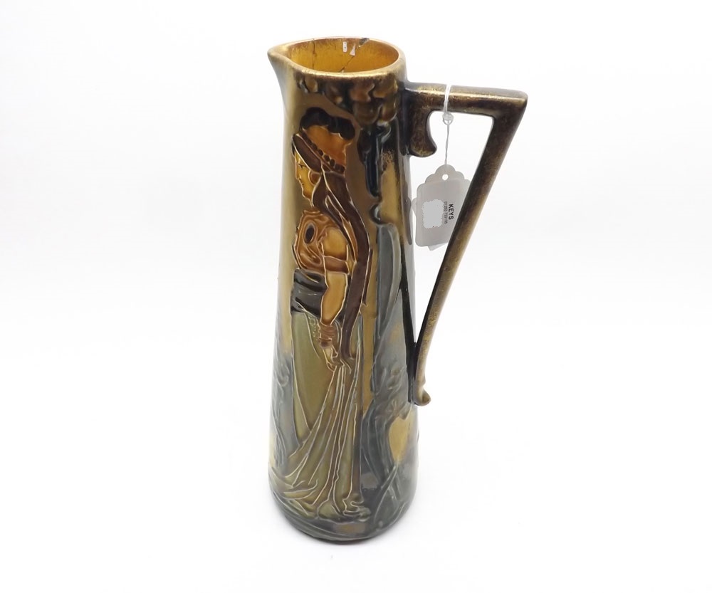 Late 19th or early 20th Century tapering Jug by Forrester & Sons, decorated with a female figure