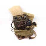 A WWII Military Issue Wireless Set No 38, together with junction box, headset and throat microphone,