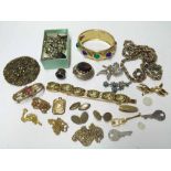 A mixed lot of costume jewellery including bangles, neck chains, brooches, locket etc