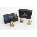 Two boxed sets of Royal Crown Derby Commemorative Thimbles, two commemorating the 1986 Royal Wedding