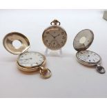 A Mixed Lot comprising: two various Keyless Half Hunter Pocket Watches, including gold plated and