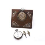 A Mixed Lot comprising: a mother-of-pearl inlaid Rosewood Watch Stand, together with two silver