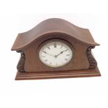 A 20th Century Mahogany cased Mantel timepiece, the case with shaped pediment and overhanging