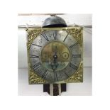 A composite 30-hour Wall Clock, the 10” square Brass dial set with cast spandrels to an engraved and