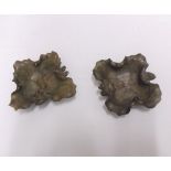 Two small soapstone foliate shaped Trinket or Ash trays, each 3 ½” wide