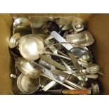 A large box of various Silver Plated Wares to include large Sauceboat, Christening Tankard,