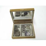 A box containing a small quantity of mixed jewellery including white metal open work Pendant on rope