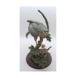 Country Artists model “Sparrowhawk with Field Maple” by David Ivey, raised on wooden plinth base,