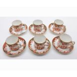 A Royal Crown Derby six Coffee Cans and Saucers, Pattern No 2712, saucers 2 ¼” wide