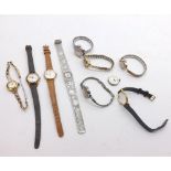 A Mixed Lot comprising: eight various base metal cased Ladies Dress Watches including Nova Ebel