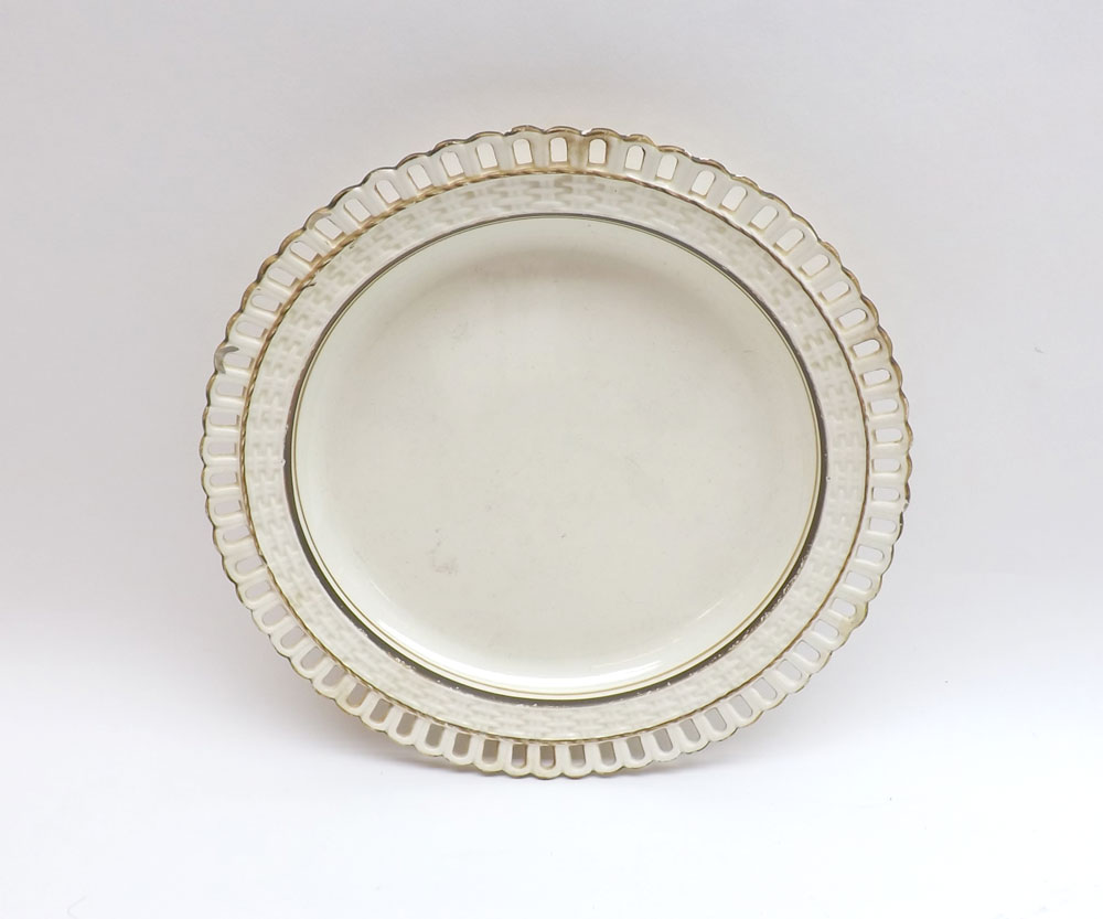 19th Century Creamware small plate, bears old sticker to reverse marked “Leeds”, 7 ½” wide
